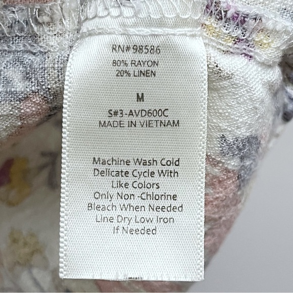 Ava James Multi Color Floral Print Puff Sleeve Linen Blend Mini Dress Medium - Picture 6 of 8
